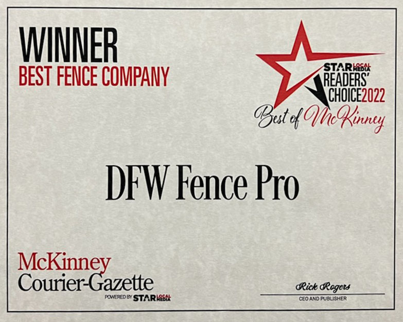 DFW Fence Pro Voted Best McKinney Fence Company - DFW Fence Pro